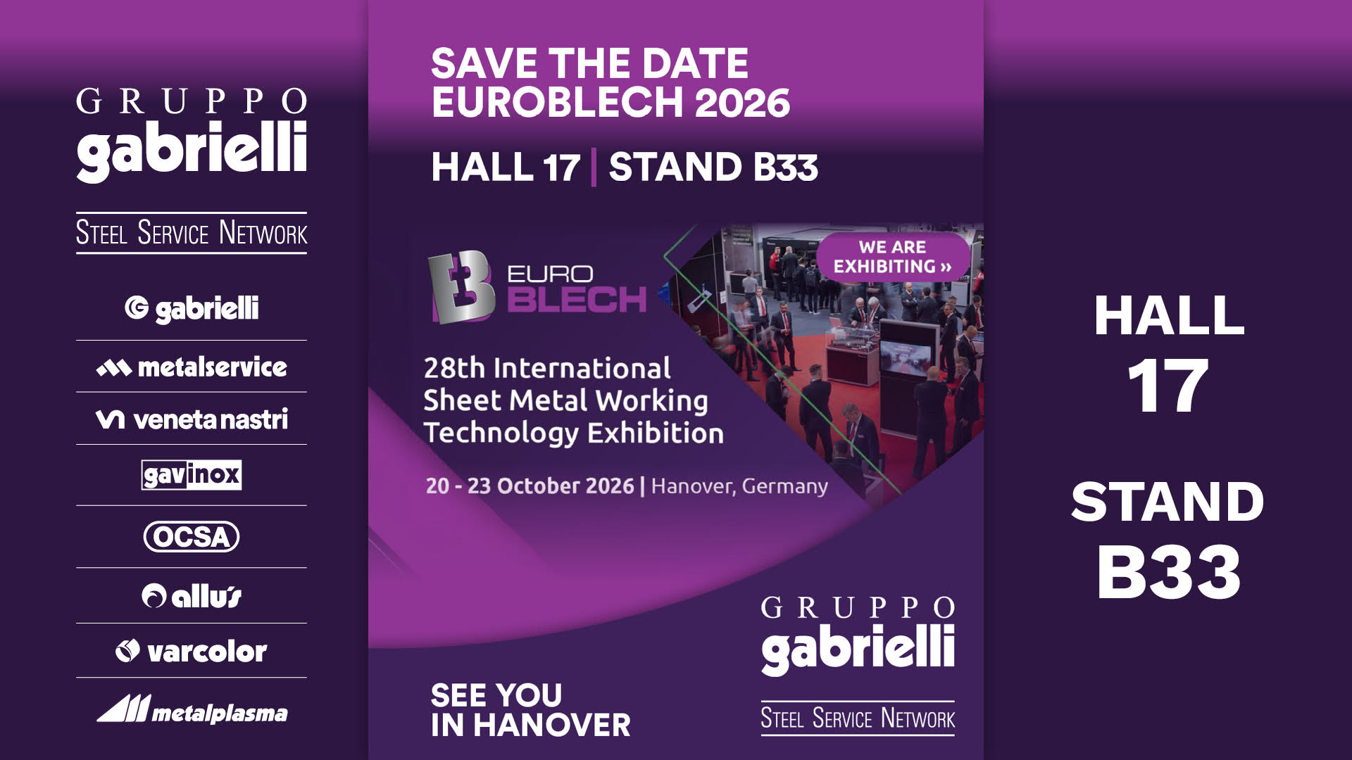 Save the date: Gruppo Gabrielli a EuroBLECH 2026